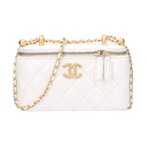 CHANEL Small Gold Ball Chain Makeup Bag