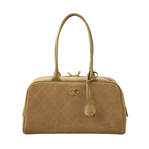 CHANEL Large BOWLING BAG Beige Brown