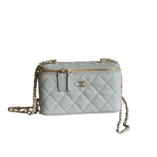 Chanel Small Classic Vanity Case Light Grey