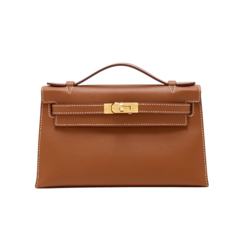 Hermès Kelly Pochette Gold Brown Gold Hardware